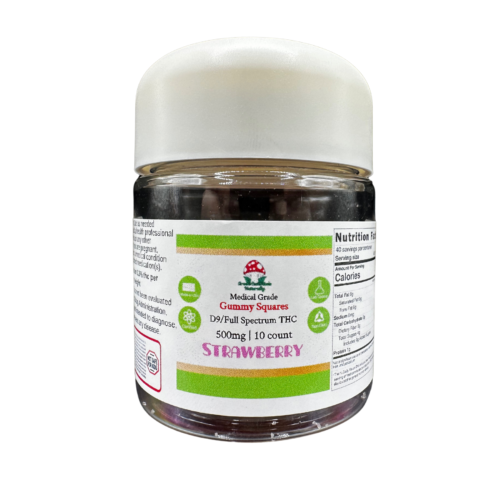 500mg Delta 9/Full Spectrum THC 50mg 10 count Gummies - Strawberry